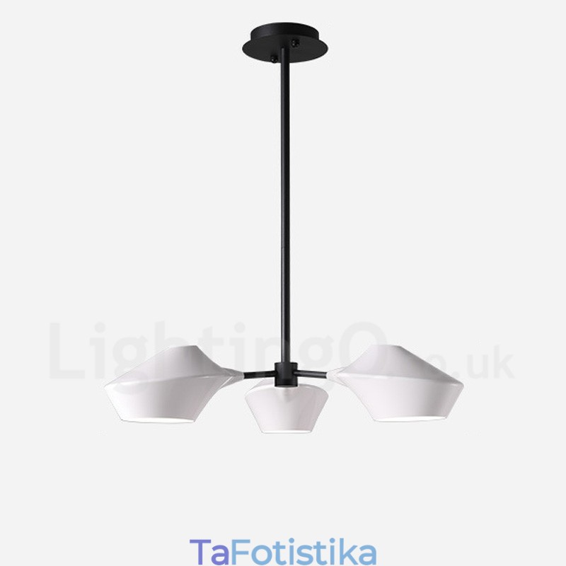 Linear Retro Chandelier 3 Light with Acrylic Shades Outdoors Garage