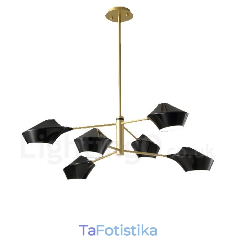 Πολυέλαιος 2 επιπέδων Πολλαπλών χρωμάτων Linear Retro 6 Light with Acrylic Shades Outdoors Garage