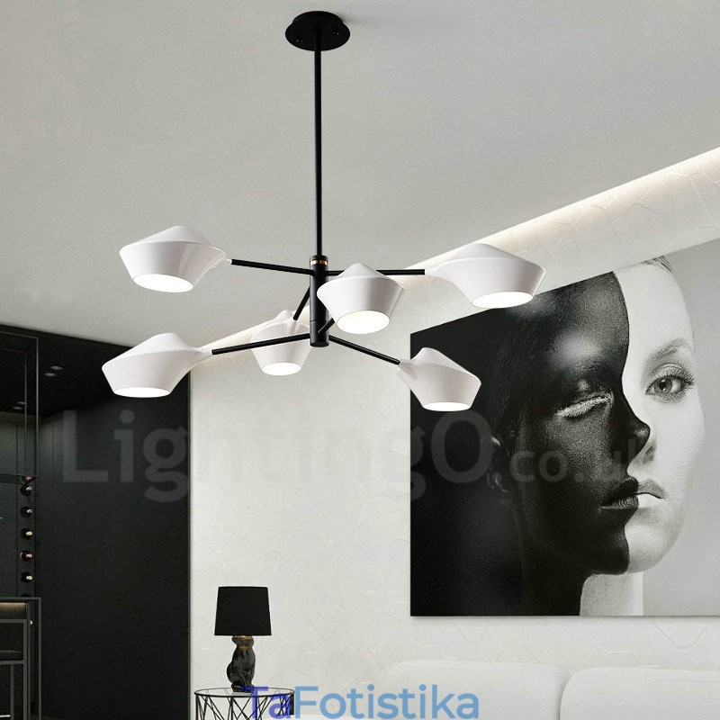Πολυέλαιος 2 επιπέδων Πολλαπλών χρωμάτων Linear Retro 6 Light with Acrylic Shades Outdoors Garage