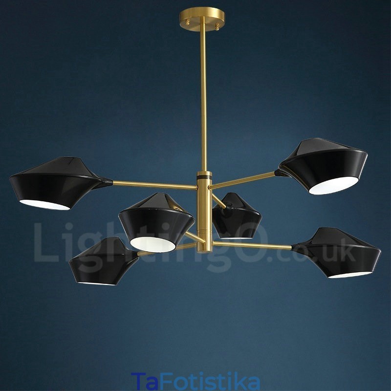 Πολυέλαιος 2 επιπέδων Πολλαπλών χρωμάτων Linear Retro 6 Light with Acrylic Shades Outdoors Garage