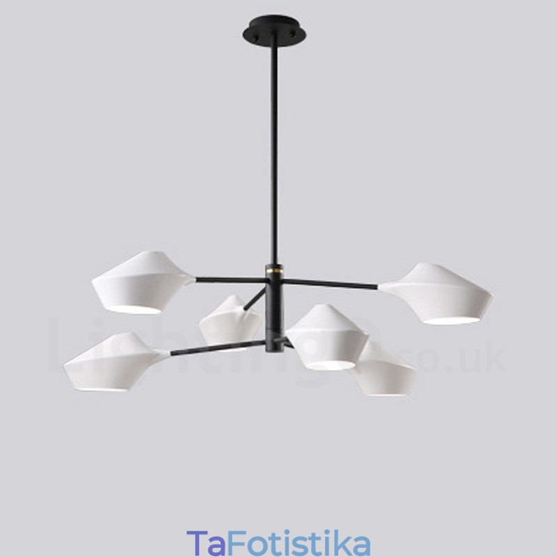 Πολυέλαιος 2 επιπέδων Πολλαπλών χρωμάτων Linear Retro 6 Light with Acrylic Shades Outdoors Garage
