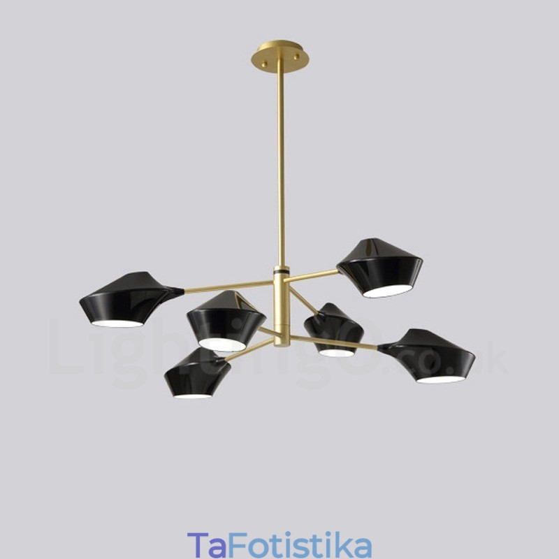 Πολυέλαιος 2 επιπέδων Πολλαπλών χρωμάτων Linear Retro 6 Light with Acrylic Shades Outdoors Garage