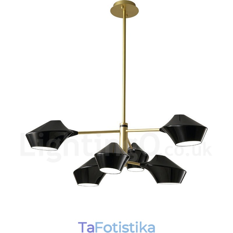 Πολυέλαιος 2 επιπέδων Πολλαπλών χρωμάτων Linear Retro 6 Light with Acrylic Shades Outdoors Garage