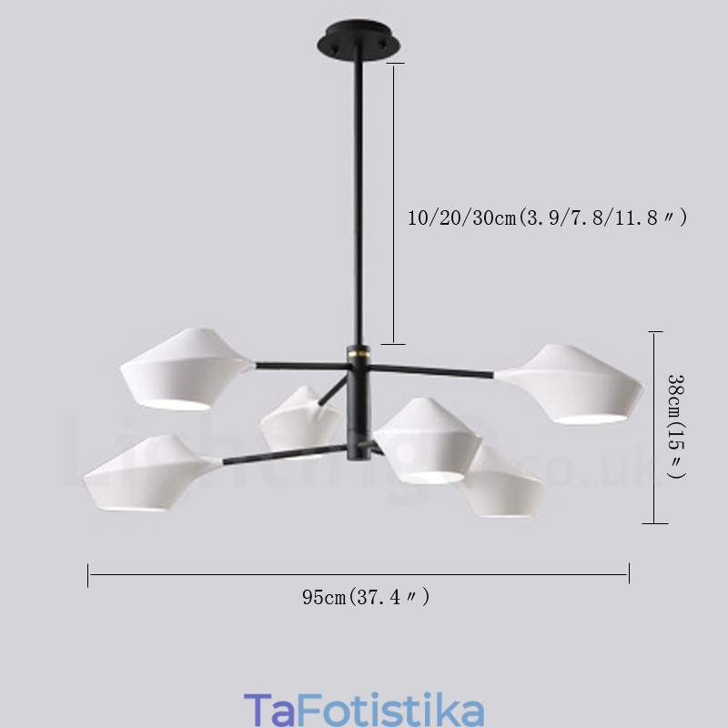 Πολυέλαιος 2 επιπέδων Πολλαπλών χρωμάτων Linear Retro 6 Light with Acrylic Shades Outdoors Garage