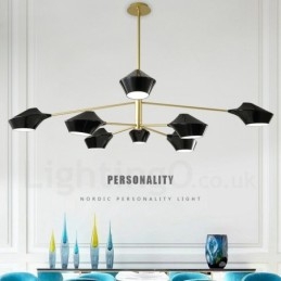 Δύο επιπέδων Multi Colors Linear Retro Chandelier 8 Light with Acrylic Shades Outdoors Garage