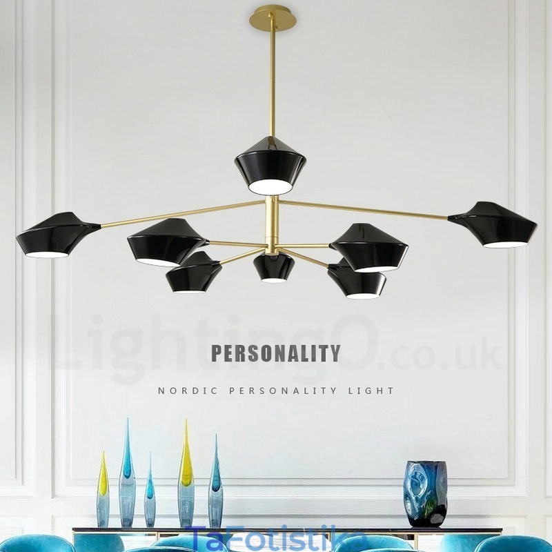 Δύο επιπέδων Multi Colors Linear Retro Chandelier 8 Light with Acrylic Shades Outdoors Garage