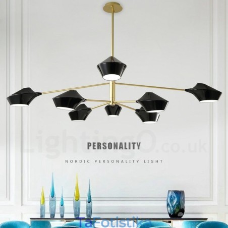 Δύο επιπέδων Multi Colors Linear Retro Chandelier 8 Light with Acrylic Shades Outdoors Garage Δύο επιπέδων Multi Colors Linear Retro Chandelier 8 Light with Acrylic Shades Outdoors Garage