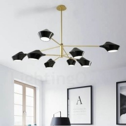Δύο επιπέδων Multi Colors Linear Retro Chandelier 8 Light with Acrylic Shades Outdoors Garage