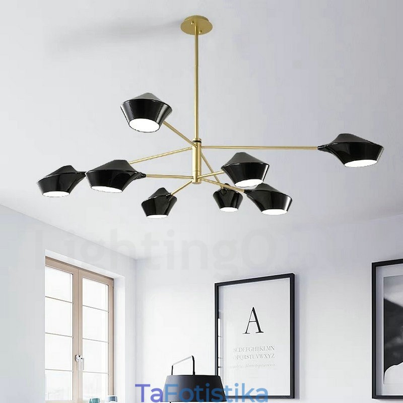 Δύο επιπέδων Multi Colors Linear Retro Chandelier 8 Light with Acrylic Shades Outdoors Garage