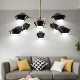 Δύο επιπέδων Multi Colors Linear Retro Chandelier 8 Light with Acrylic Shades Outdoors Garage