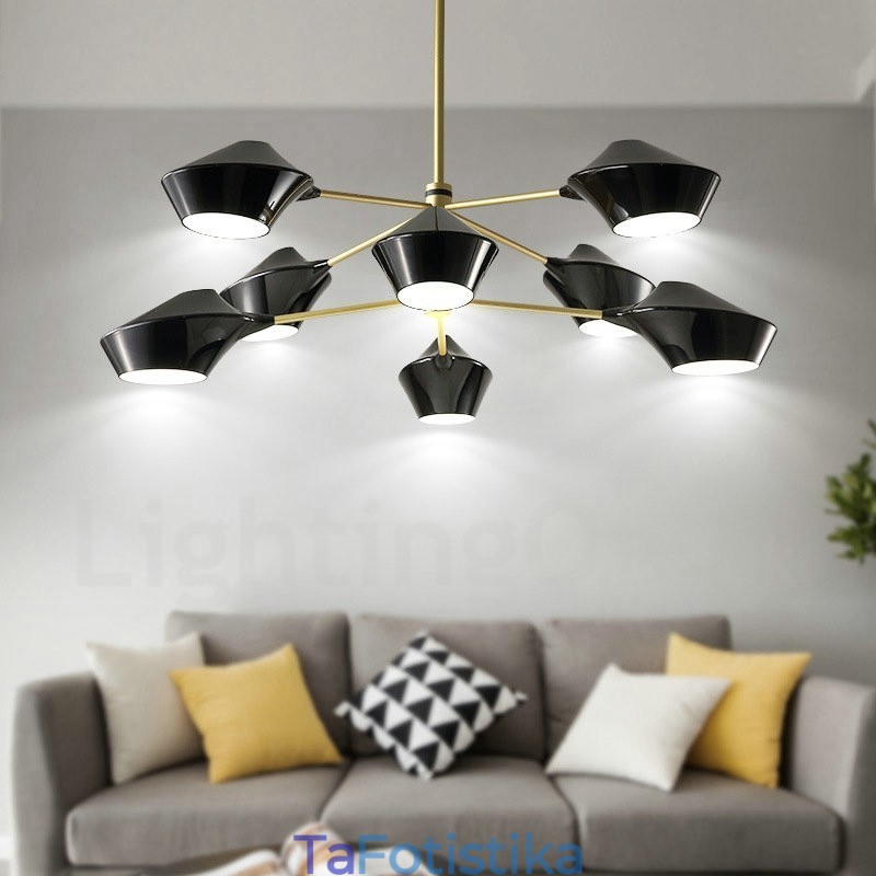 Δύο επιπέδων Multi Colors Linear Retro Chandelier 8 Light with Acrylic Shades Outdoors Garage