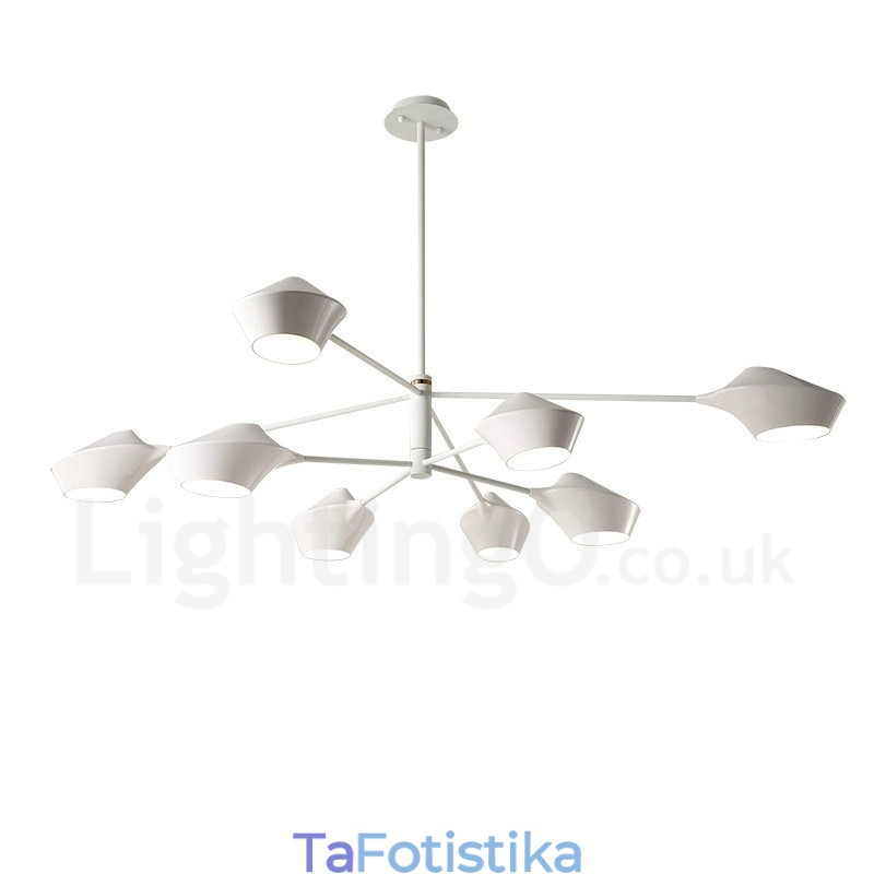 Δύο επιπέδων Multi Colors Linear Retro Chandelier 8 Light with Acrylic Shades Outdoors Garage