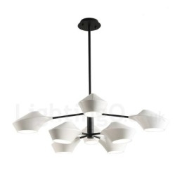 Δύο επιπέδων Multi Colors Linear Retro Chandelier 8 Light with Acrylic Shades Outdoors Garage