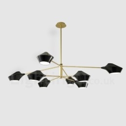 Δύο επιπέδων Multi Colors Linear Retro Chandelier 8 Light with Acrylic Shades Outdoors Garage