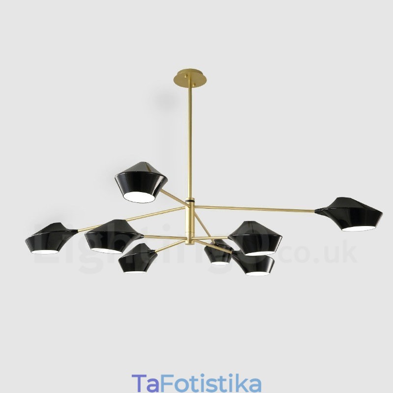 Δύο επιπέδων Multi Colors Linear Retro Chandelier 8 Light with Acrylic Shades Outdoors Garage