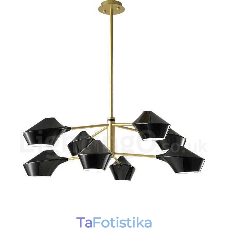 Δύο επιπέδων Multi Colors Linear Retro Chandelier 8 Light with Acrylic Shades Outdoors Garage