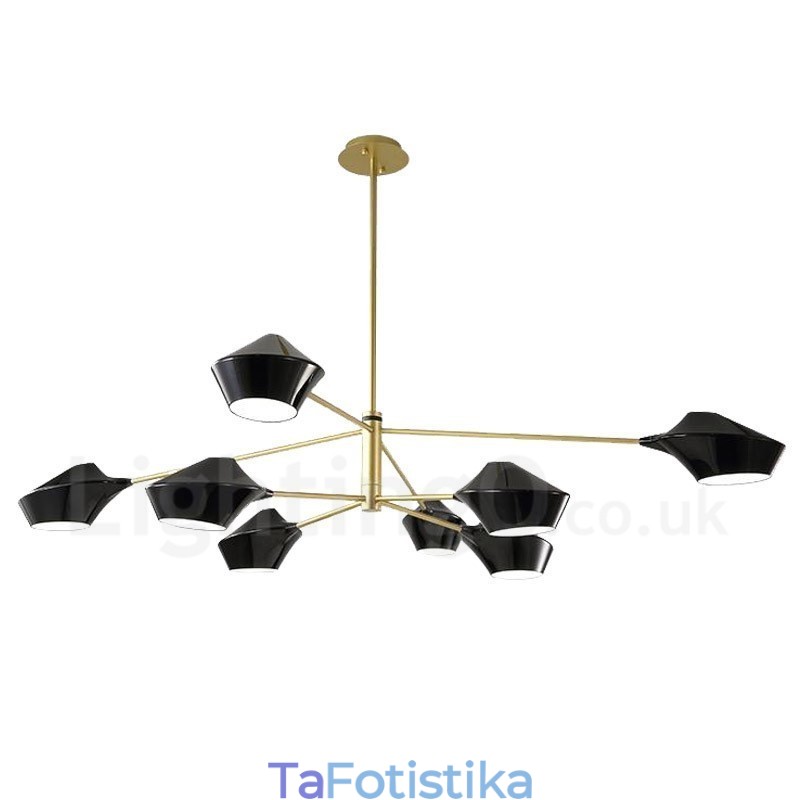 Δύο επιπέδων Multi Colors Linear Retro Chandelier 8 Light with Acrylic Shades Outdoors Garage