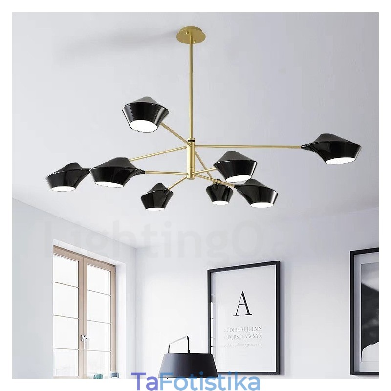 Δύο επιπέδων Multi Colors Linear Retro Chandelier 8 Light with Acrylic Shades Outdoors Garage