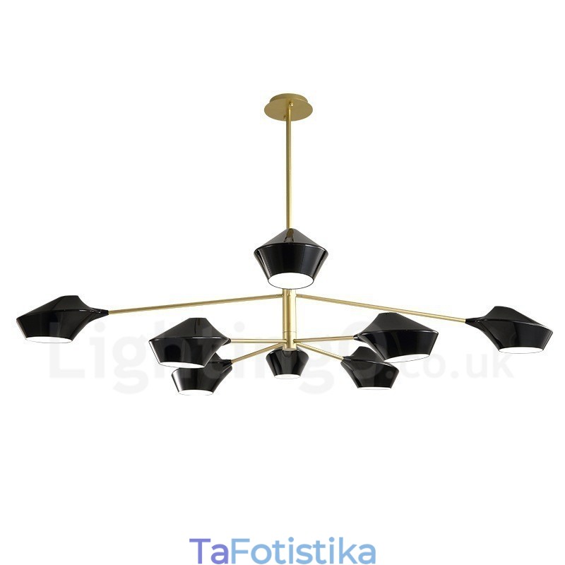 Δύο επιπέδων Multi Colors Linear Retro Chandelier 8 Light with Acrylic Shades Outdoors Garage