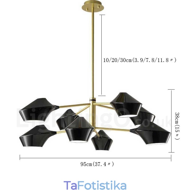 Δύο επιπέδων Multi Colors Linear Retro Chandelier 8 Light with Acrylic Shades Outdoors Garage