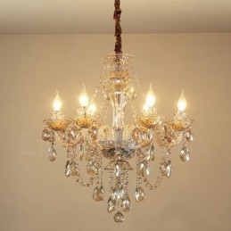 Πολυέλαιος 6 Light Cognac Color Elegant Crystal Candele