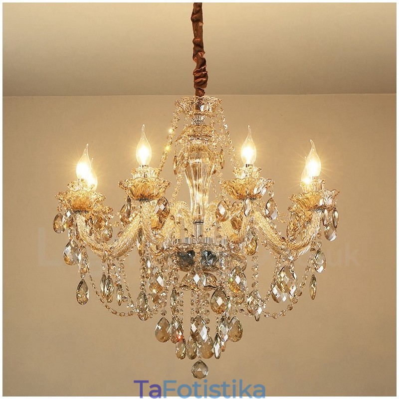 Πολυέλαιος 8 Light Cognac Color Elegant Crystal Candele