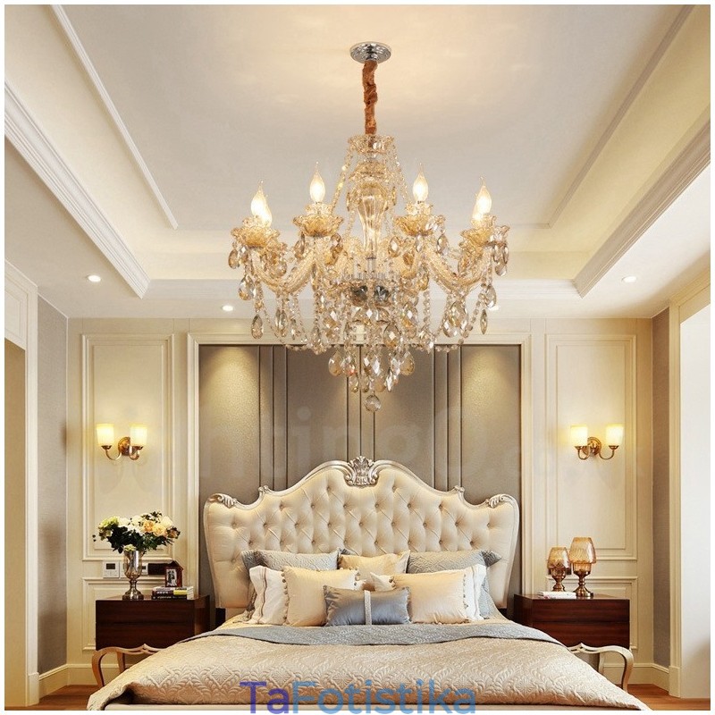 Πολυέλαιος 8 Light Cognac Color Elegant Crystal Candele