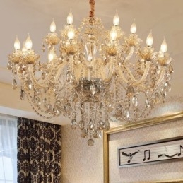 Πολυέλαιος 18 (12+6) Light Cognac Color Elegant Crystal Candele