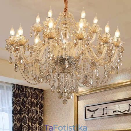 Πολυέλαιος 18 (12+6) Light Cognac Color Elegant Crystal Candele Πολυέλαιος 18 (12+6) Light Cognac Color Elegant Crystal Candele