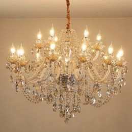 Πολυέλαιος 18 (12+6) Light Cognac Color Elegant Crystal Candele
