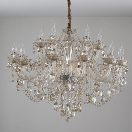 Πολυέλαιος 18 (12+6) Light Cognac Color Elegant Crystal Candele