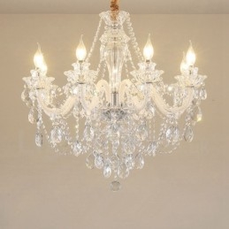 Πολυέλαιος λευκός βραχίονας 8 Light Clear Crystal Candle