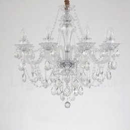 Πολυέλαιος λευκός βραχίονας 8 Light Clear Crystal Candle