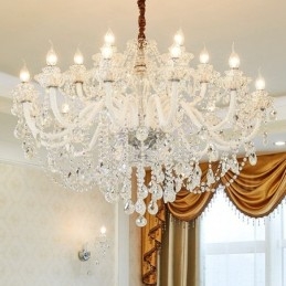 Πολυέλαιος 18 (12+6) Light Clear Crystal Candele with White Arms