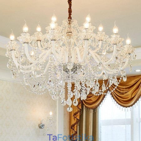 Πολυέλαιος 18 (12+6) Light Clear Crystal Candele with White Arms Πολυέλαιος 18 (12+6) Light Clear Crystal Candele with White Arms
