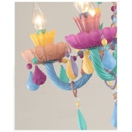 Macaron 6 Light Chandelier with Multi Colors Crystal Candle Mini Style for Kid's Children