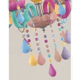 Macaron 6 Light Chandelier with Multi Colors Crystal Candle Mini Style for Kid's Children
