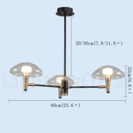 3 Ελαφριά Μίνι Στιλ Uplight Επικαλυμμένο Φινίρισμα Πολυέλαιος με Γυάλινες Αποχρώσεις