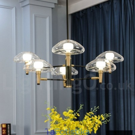 6 Φινίρισμα Light Uplight με ηλεκτρολυτική βαφή πολυέλαιος με γυάλινες αποχρώσεις 6 Φινίρισμα Light Uplight με ηλεκτρολυτική βαφή πολυέλαιος με γυάλινες αποχρώσεις