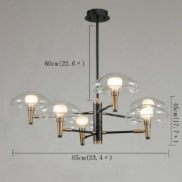 6 Φινίρισμα Light Uplight με ηλεκτρολυτική βαφή πολυέλαιος με γυάλινες αποχρώσεις