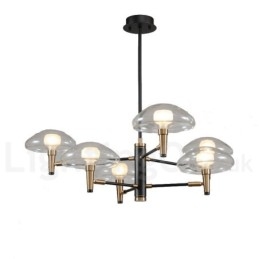 6 Φινίρισμα Light Uplight με ηλεκτρολυτική βαφή πολυέλαιος με γυάλινες αποχρώσεις
