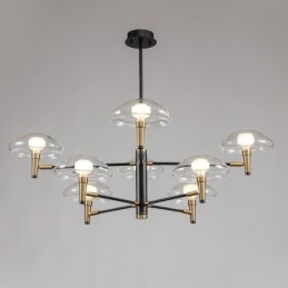 8 Light Uplight ηλεκτρολυμένο βαμμένο φινίρισμα πολυέλαιος με γυάλινες αποχρώσεις