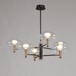 8 Light Uplight ηλεκτρολυμένο βαμμένο φινίρισμα πολυέλαιος με γυάλινες αποχρώσεις