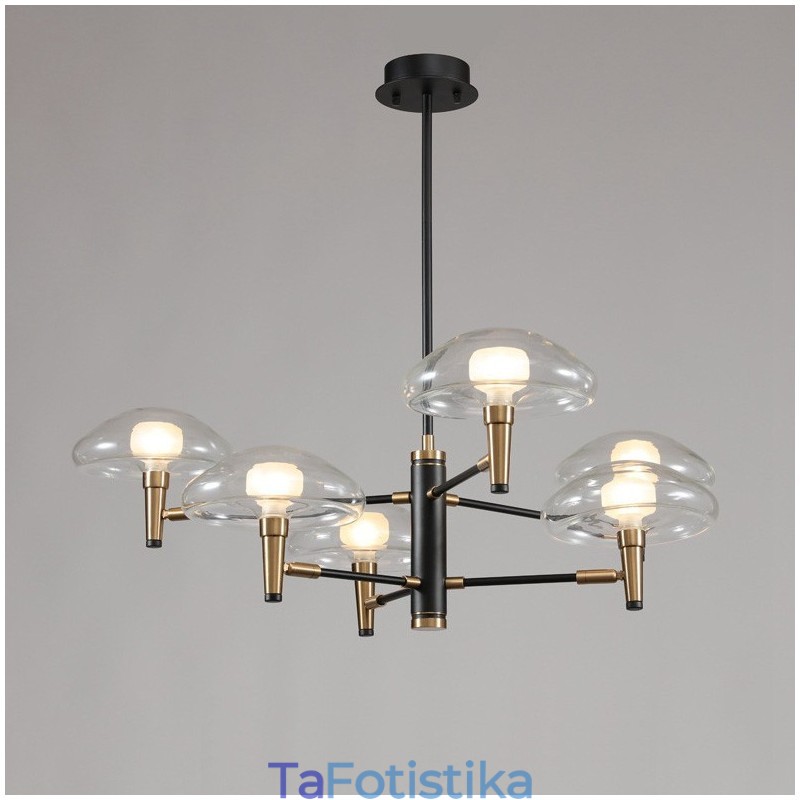 8 Light Uplight ηλεκτρολυμένο βαμμένο φινίρισμα πολυέλαιος με γυάλινες αποχρώσεις