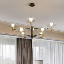 8 Light Uplight ηλεκτρολυμένο βαμμένο φινίρισμα πολυέλαιος με γυάλινες αποχρώσεις