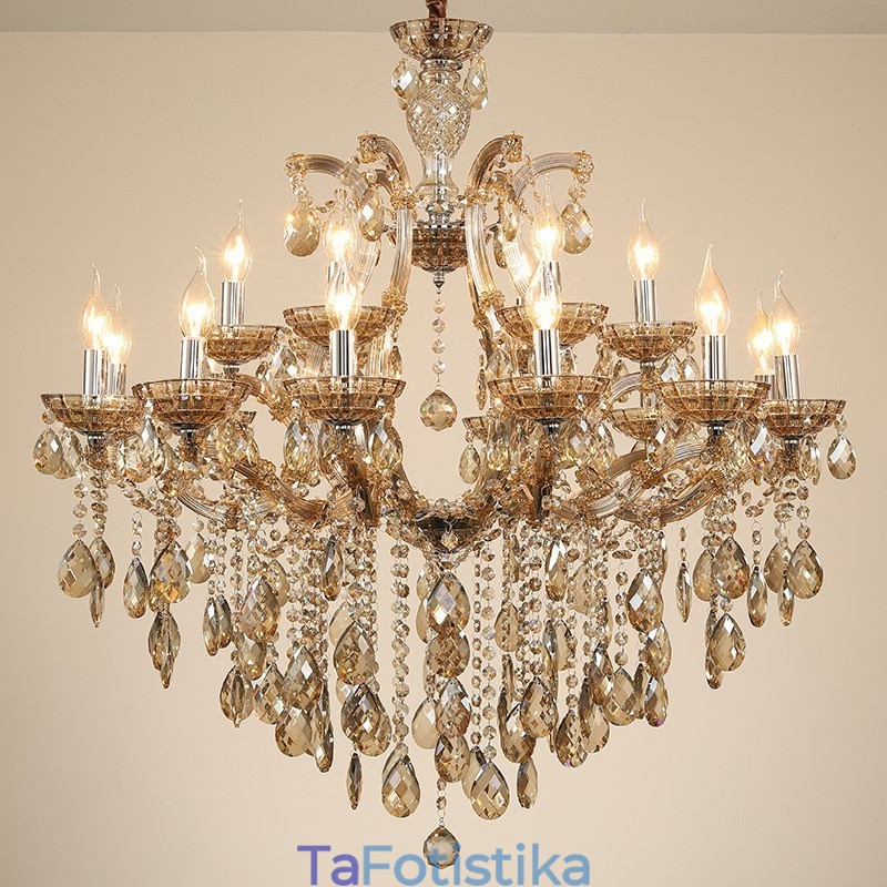 Κερί 18 (12+6) Light Cognac Crystal Chandelier