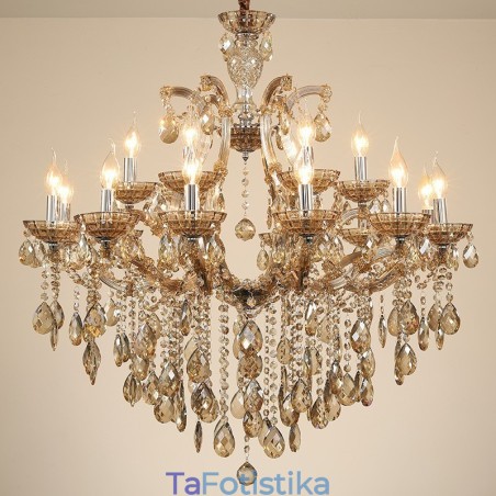 Κερί 18 (12+6) Light Cognac Crystal Chandelier Κερί 18 (12+6) Light Cognac Crystal Chandelier