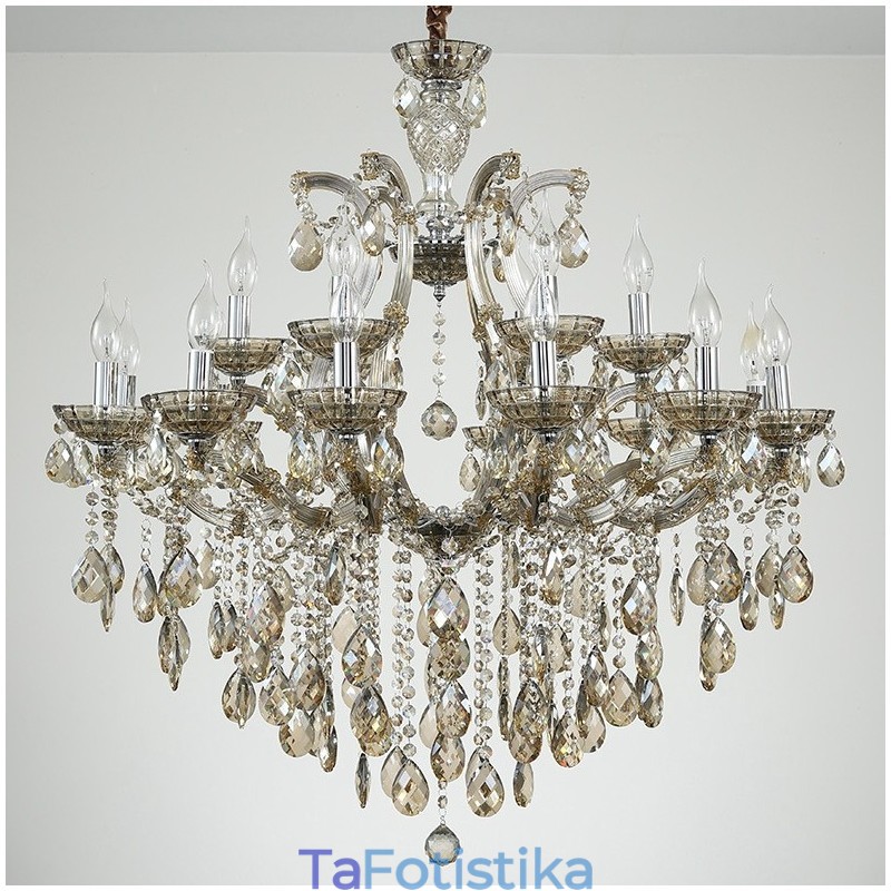 Κερί 18 (12+6) Light Cognac Crystal Chandelier