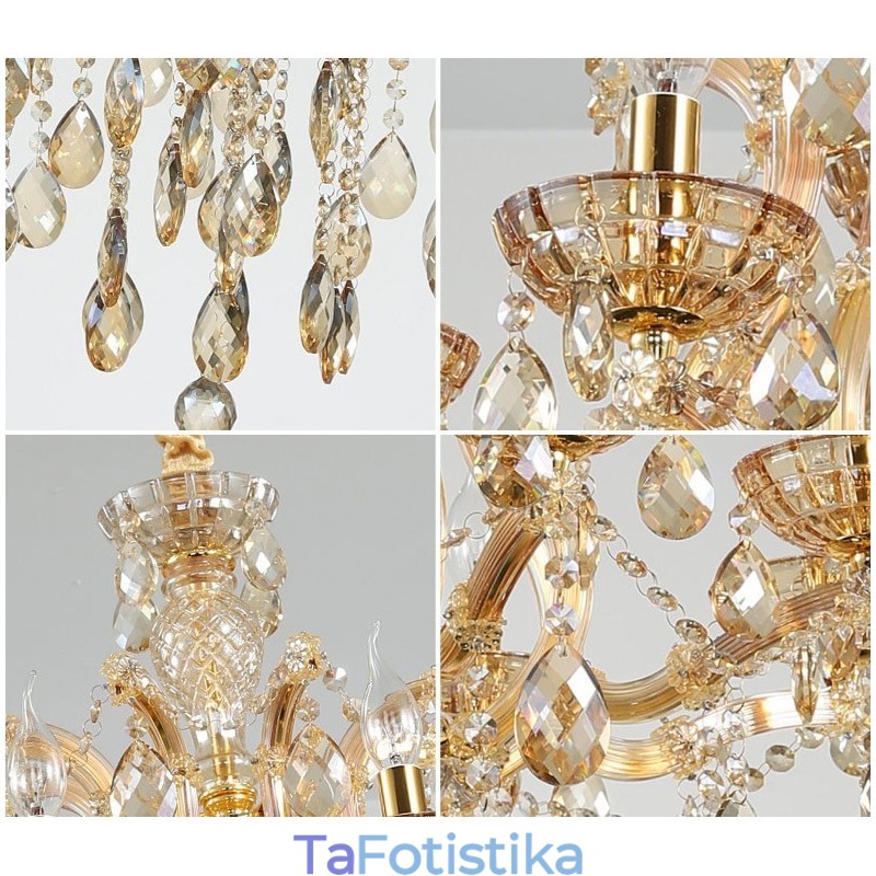 Κερί 18 (12+6) Light Cognac Crystal Chandelier