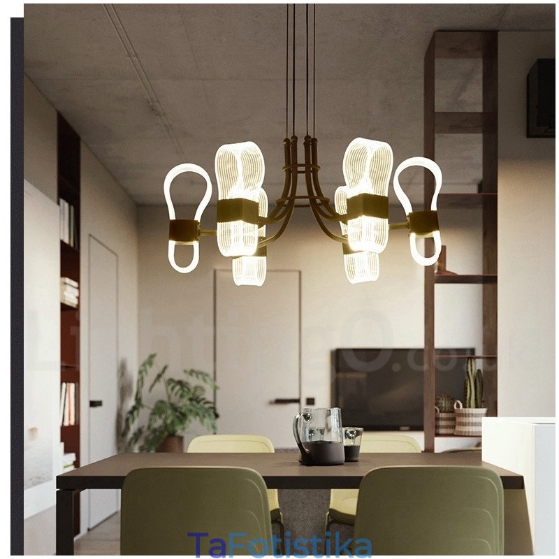6 Light Nordic Post Modern Design Πολυέλαιος με Ακρυλικές Αποχρώσεις